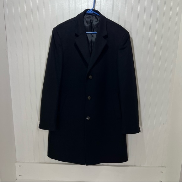 RALPH Ralph Lauren Black Overcoat Vintage Wool/Cashmere Blend Men’s Size 42R - Picture 1 of 14